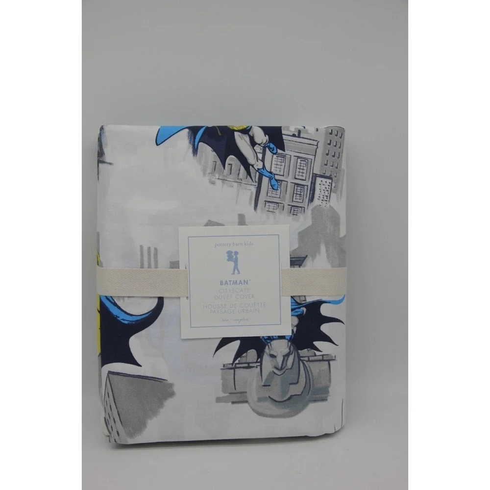 Pottery Barn Kids Batman DC Comics Cityscape Duvet Cover Twin NWT $89